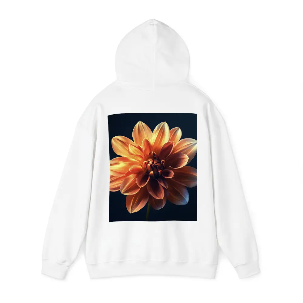 Orange Dahlia Flower Dark Blue Background – Hoodies