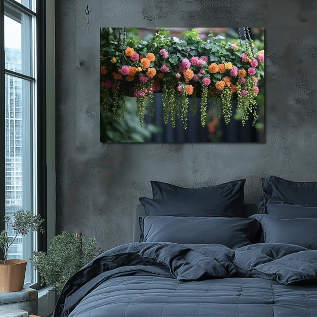 Hanging Basket Pink Orange Begonias Garden – Wall Art