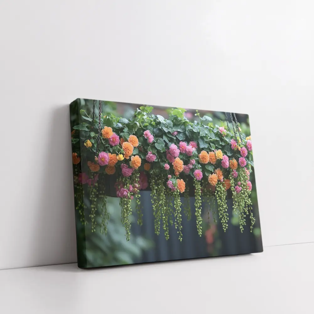 Hanging Basket Pink Orange Begonias Garden – Wall Art