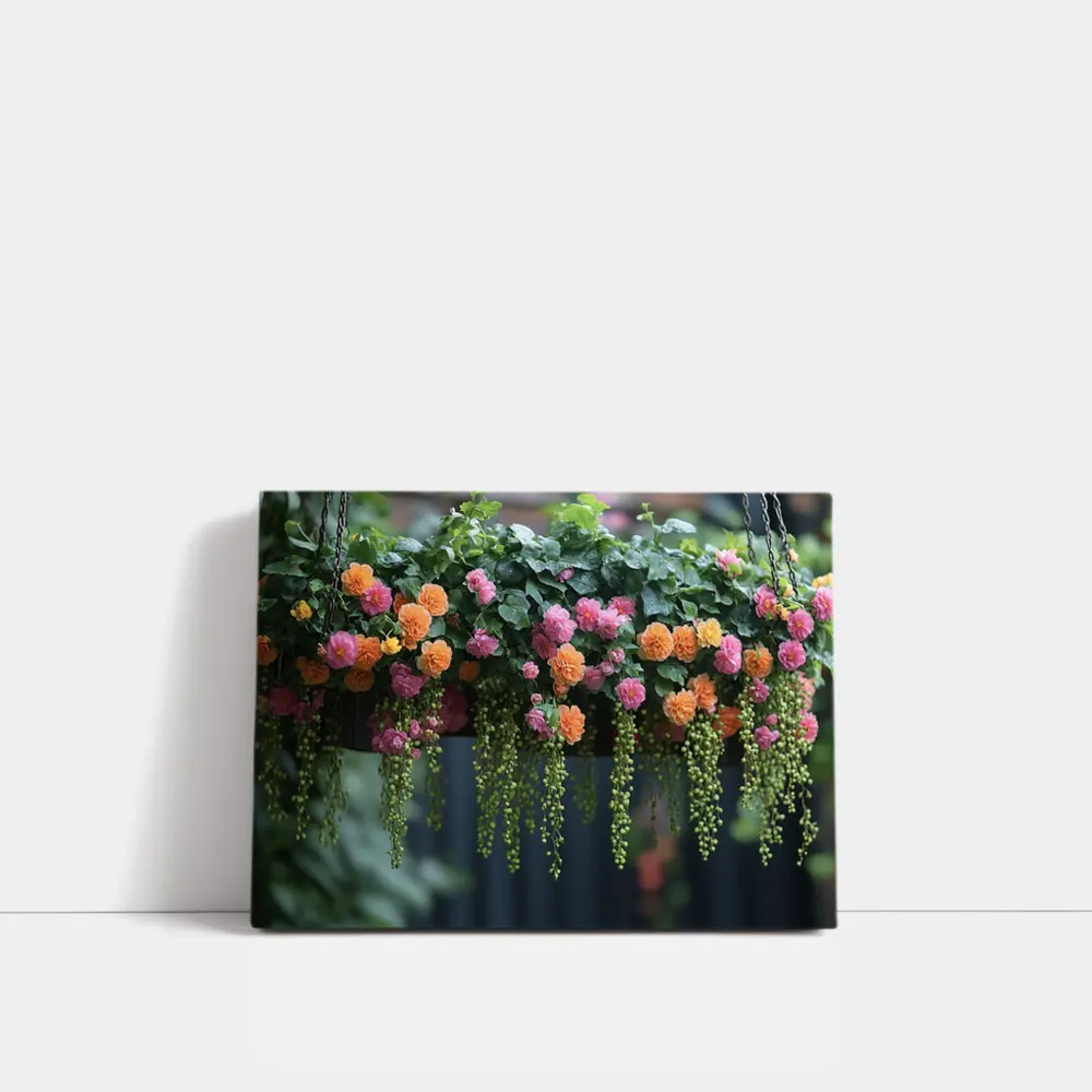 Hanging Basket Pink Orange Begonias Garden – Wall Art