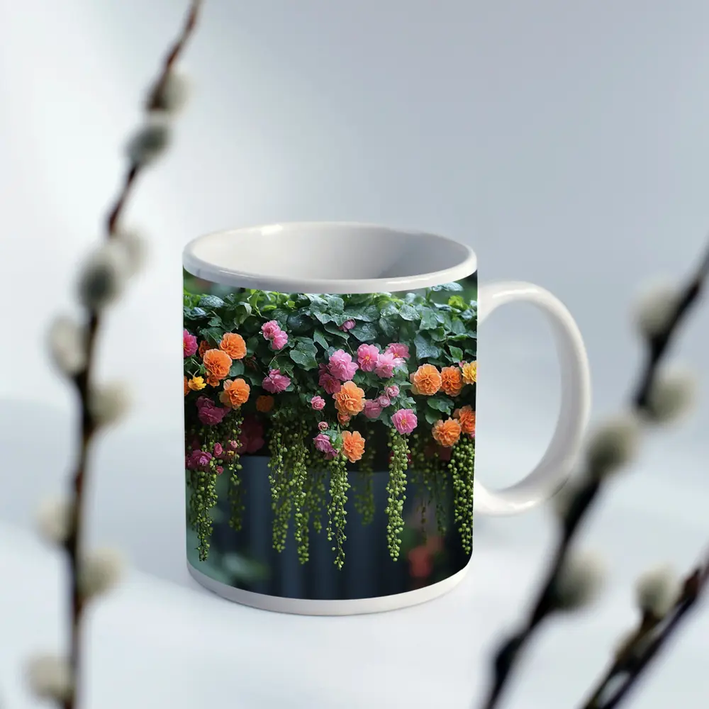 Hanging Basket Pink Orange Begonias Garden – Mugs