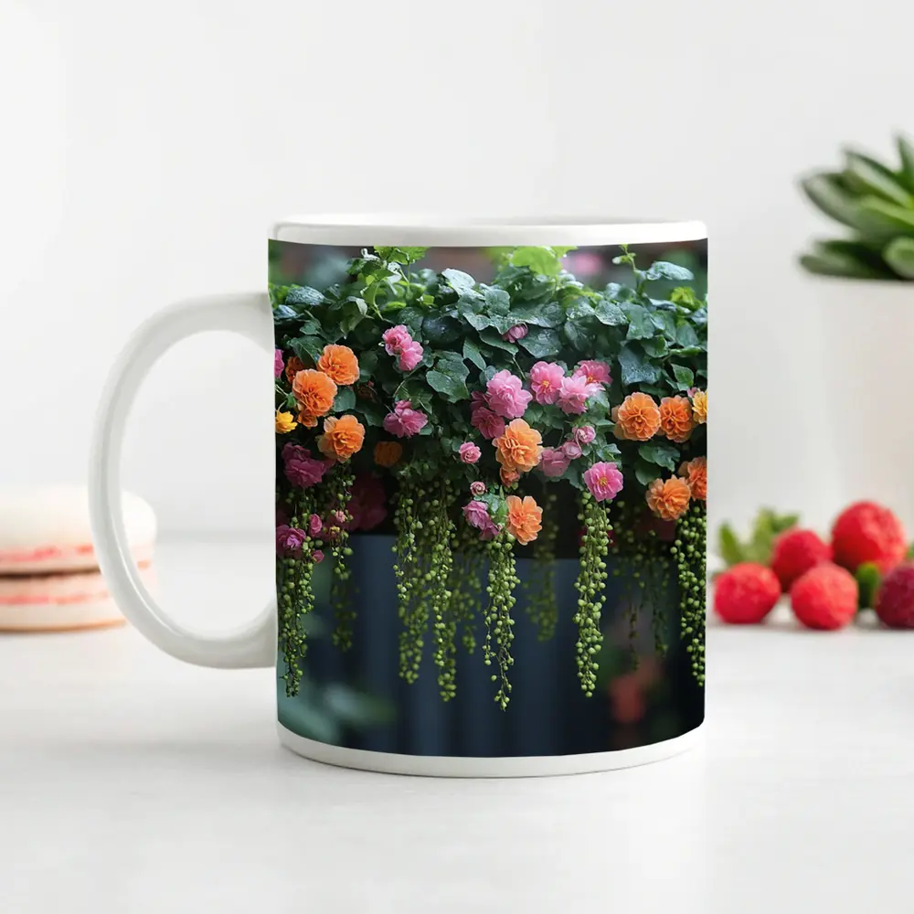 Hanging Basket Pink Orange Begonias Garden – Mugs