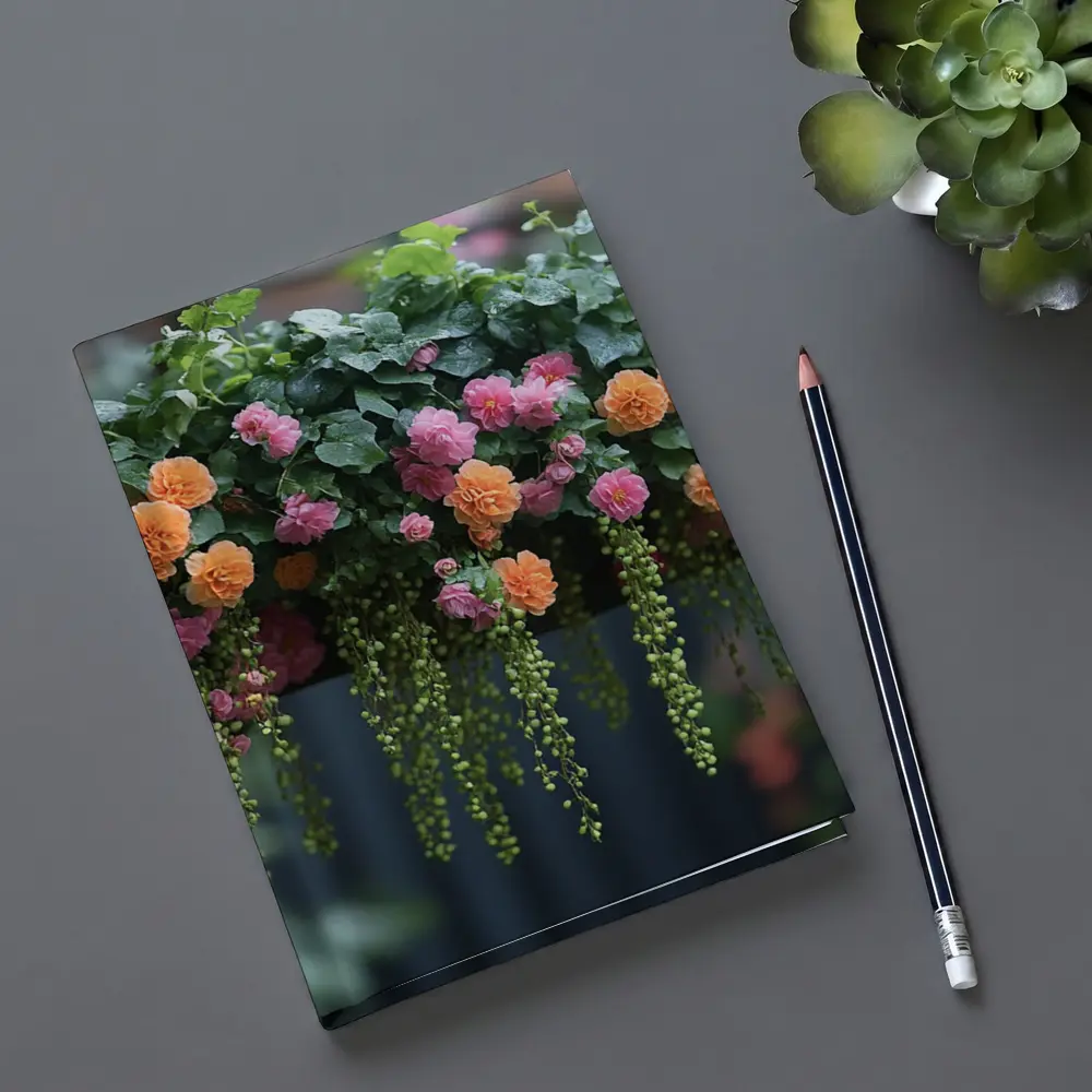 Hanging Basket Pink Orange Begonias Garden – Notebooks