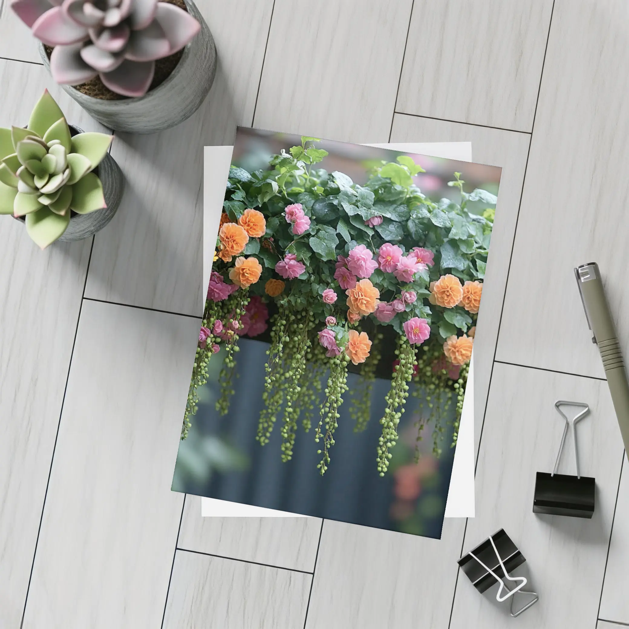 Hanging Basket Pink Orange Begonias Garden – Postcards