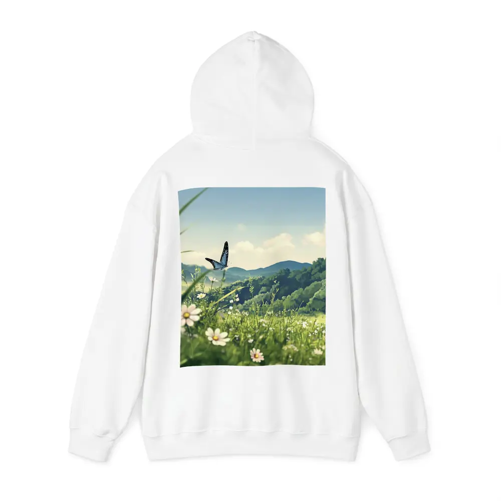 Blue Butterfly Meadow Daisies Green Hills – Hoodies