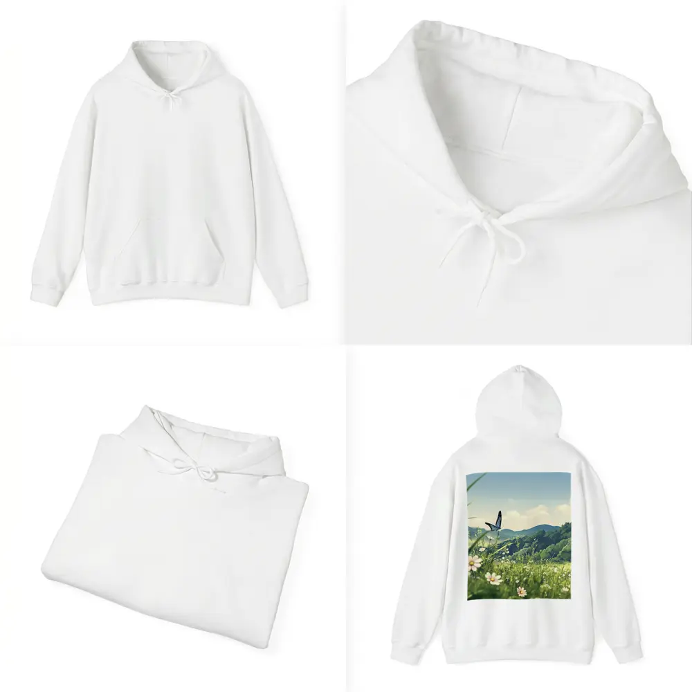 Blue Butterfly Meadow Daisies Green Hills – Hoodies
