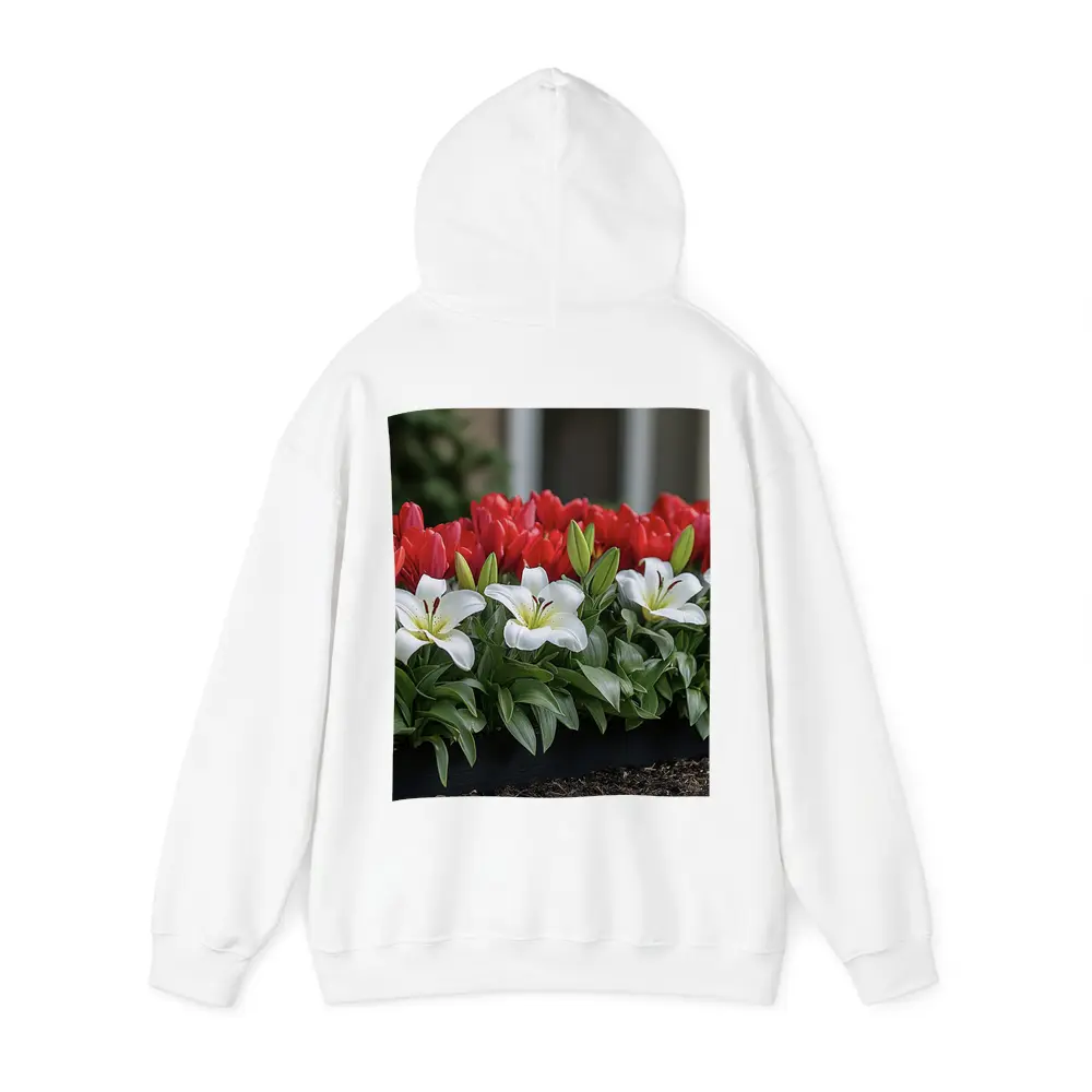 Red Tulips White Lilies Garden Planter – Hoodies