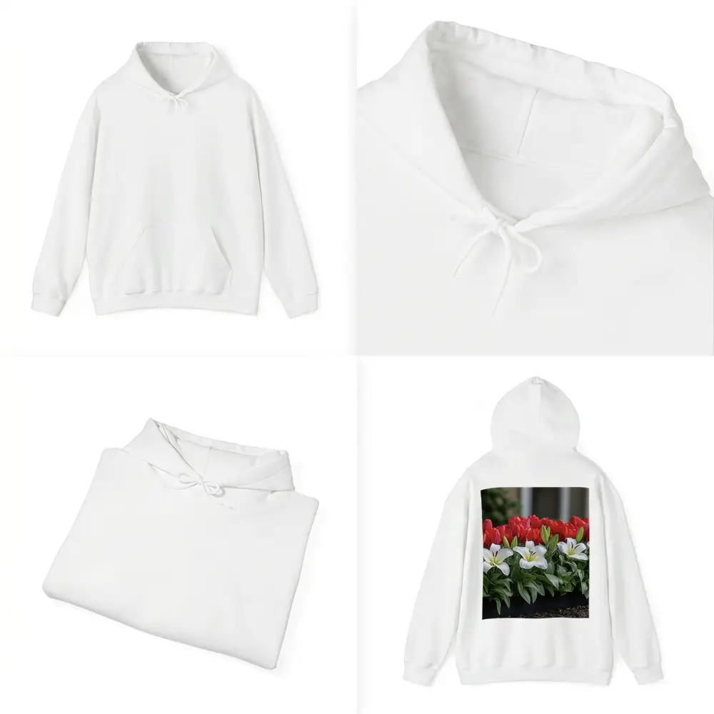 Red Tulips White Lilies Garden Planter – Hoodies