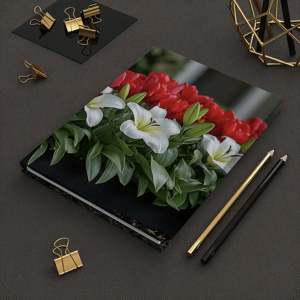 Red Tulips White Lilies Garden Planter – Notebooks
