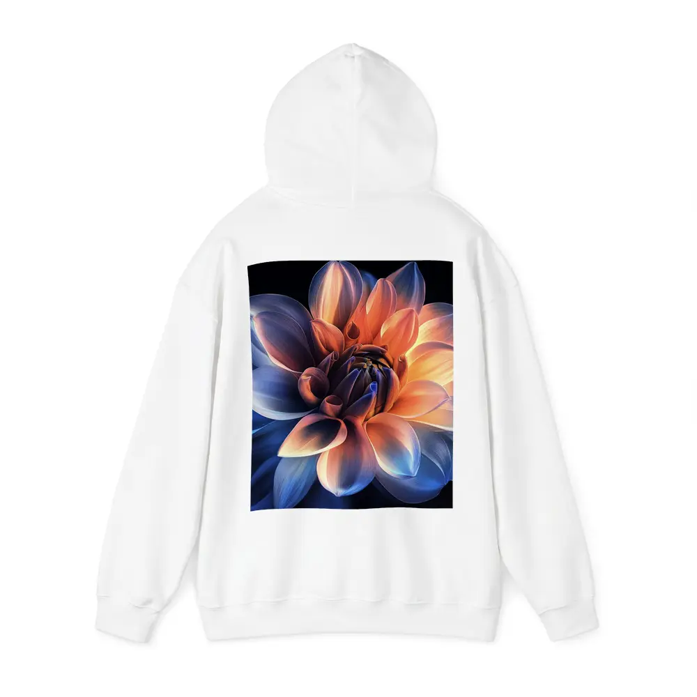 Dahlia Flower Blue Orange Dark Background – Hoodies