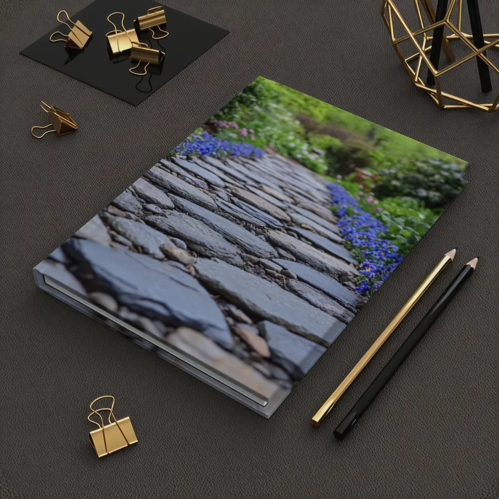 Stone Garden Path Blue Flowers Spring – Notebooks