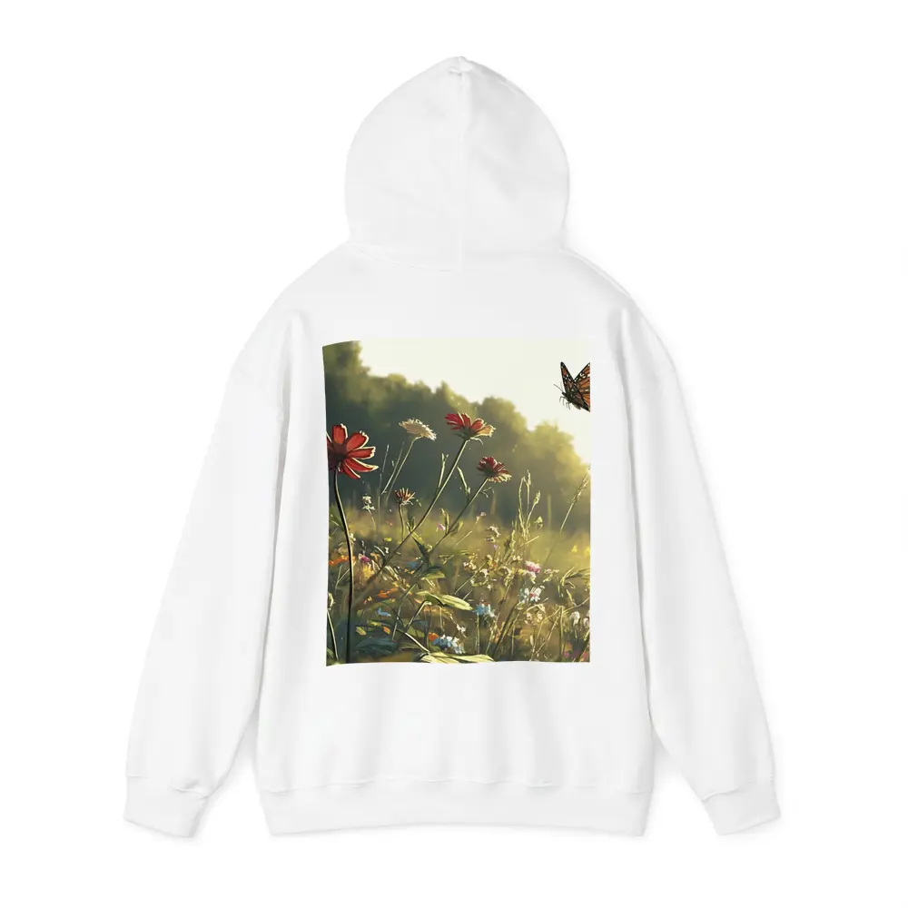 Monarch Butterfly Over Sunny Wildflower Meadow – Hoodies
