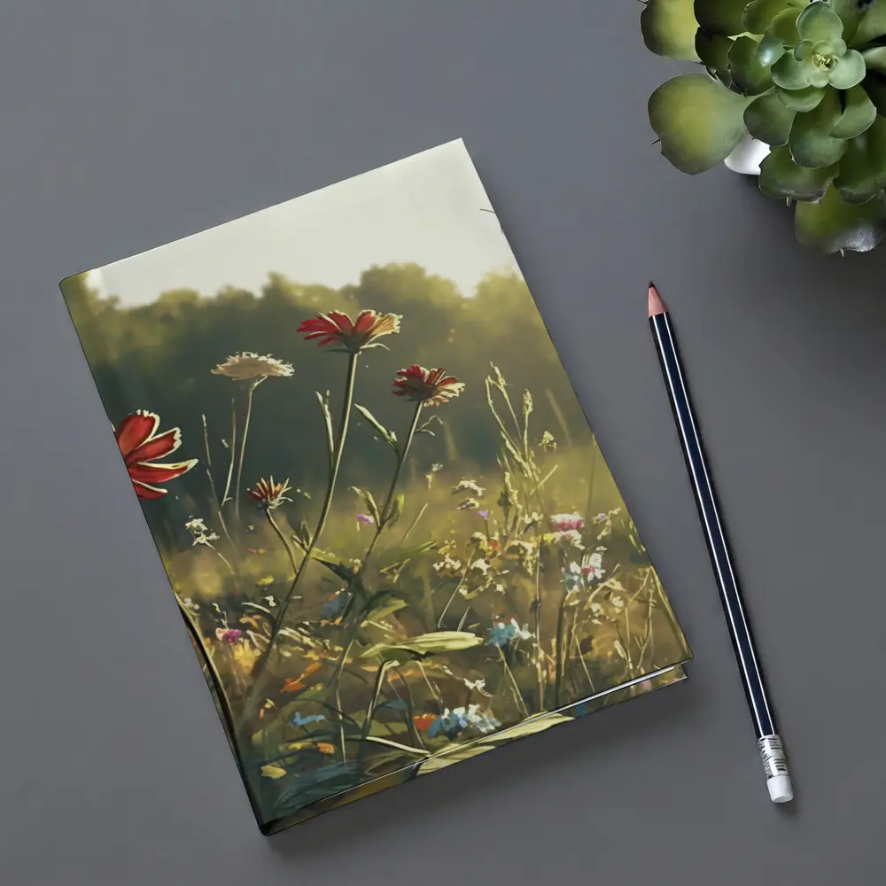 Monarch Butterfly Over Sunny Wildflower Meadow – Notebooks