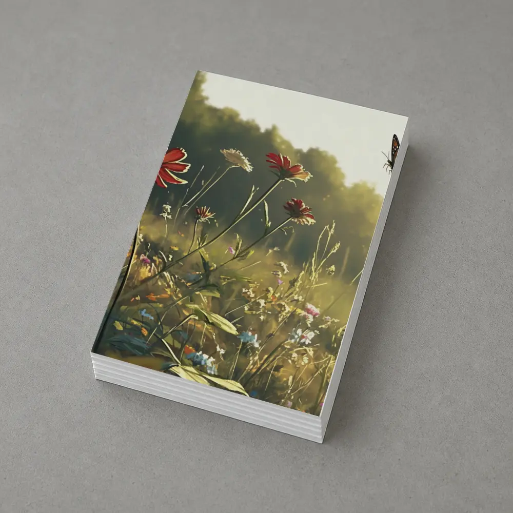 Monarch Butterfly Over Sunny Wildflower Meadow – Postcards