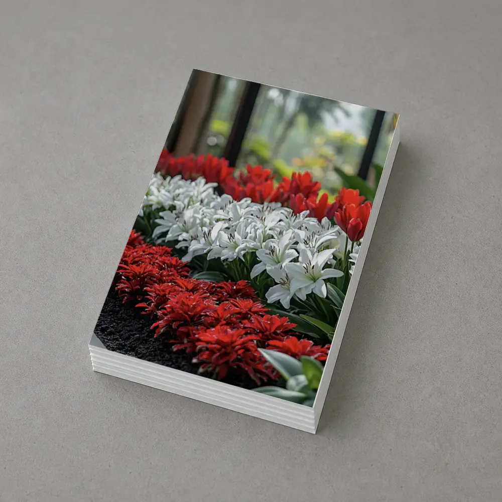 Red White Tulips Lilies Garden Tropical Setting – Postcards