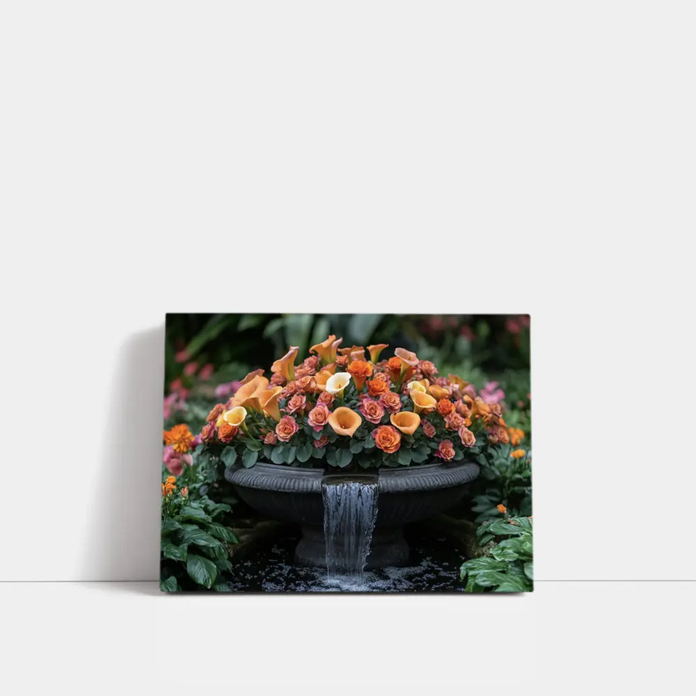 Orange Roses Calla Lilies Garden Fountain – Wall Art