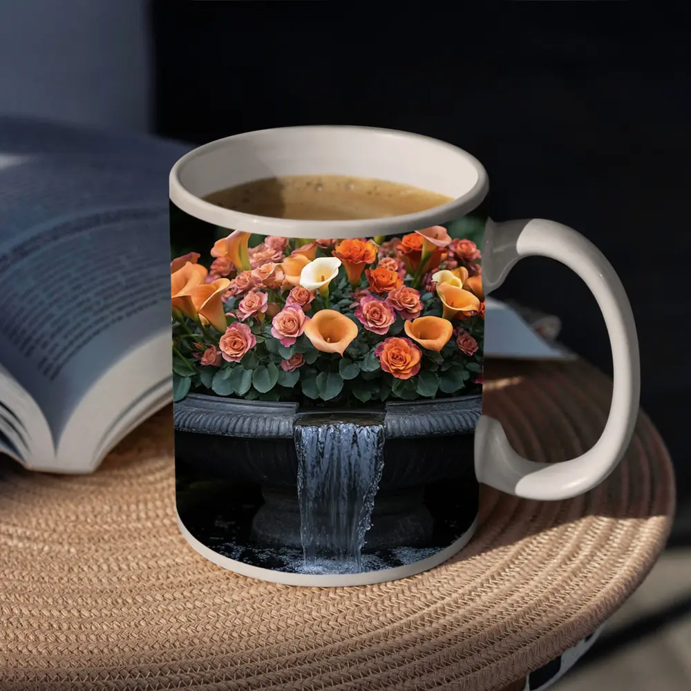 Orange Roses Calla Lilies Garden Fountain – Mugs