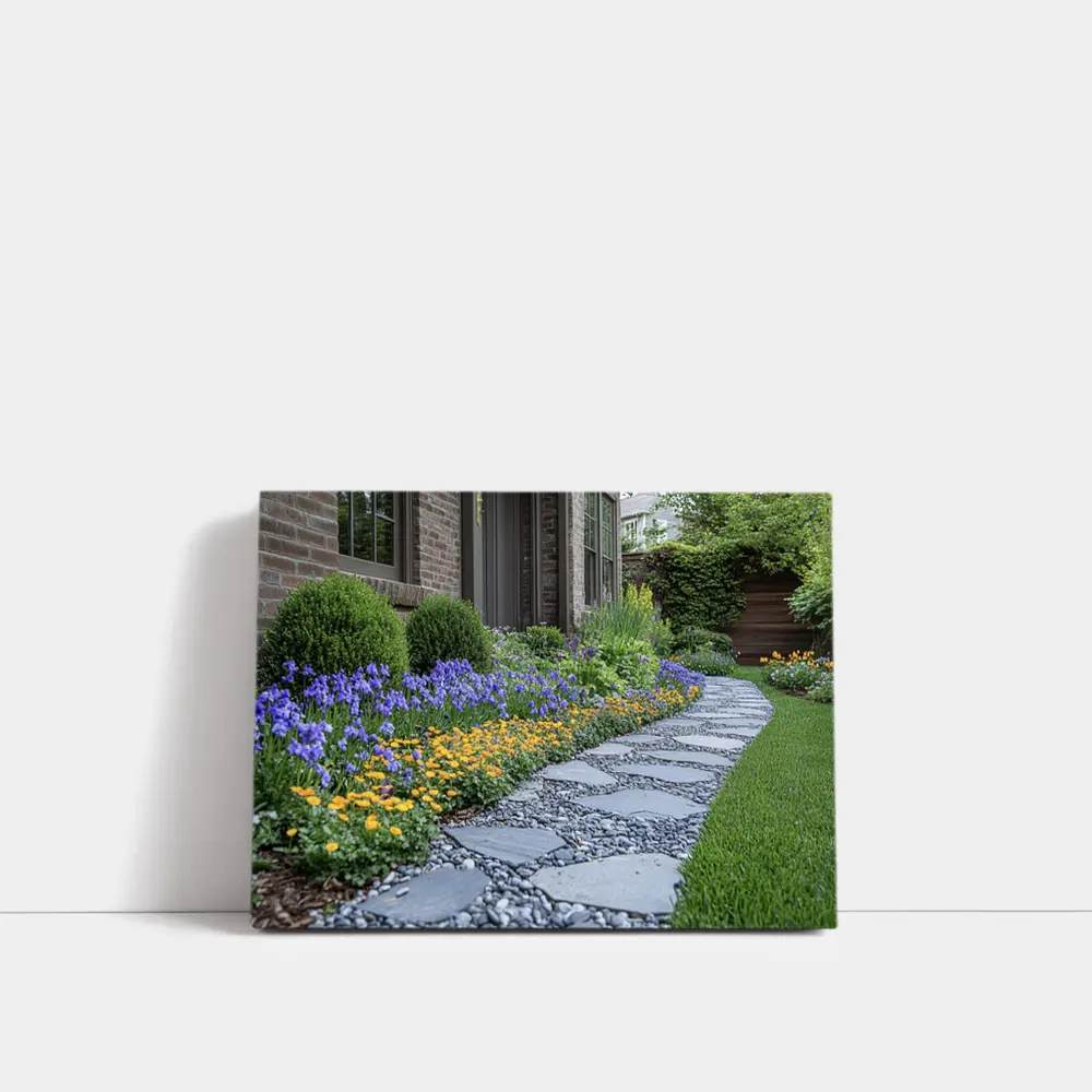 Iris Flower Garden Stone Path Backyard – Wall Art