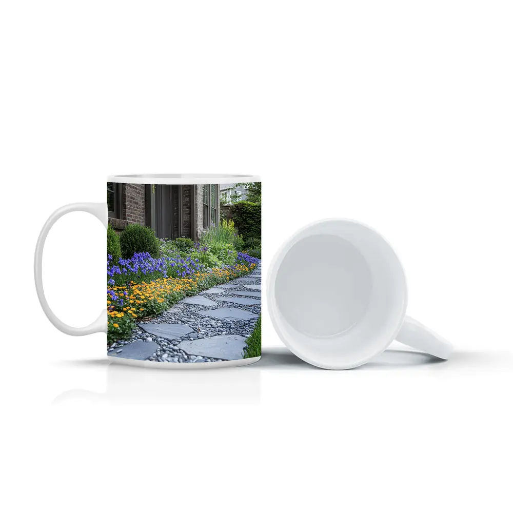 Iris Flower Garden Stone Path Backyard – Mugs