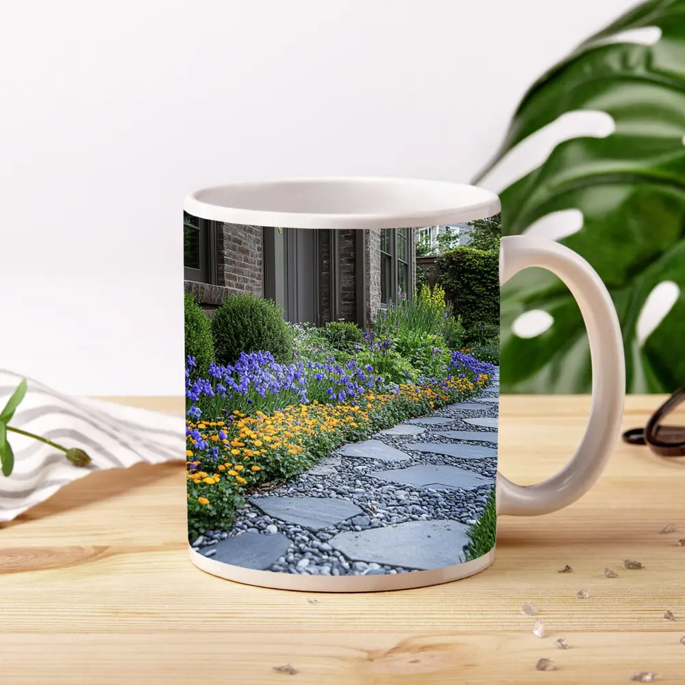 Iris Flower Garden Stone Path Backyard – Mugs