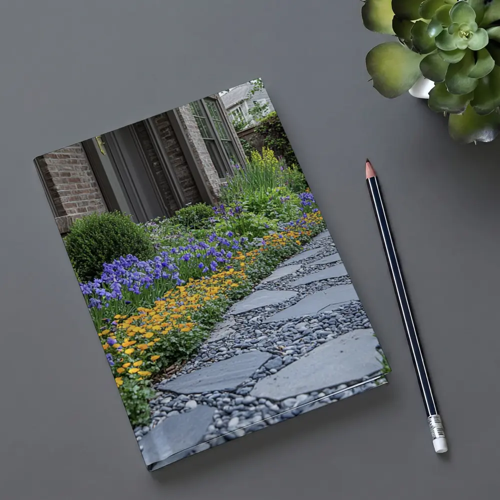 Iris Flower Garden Stone Path Backyard – Notebooks