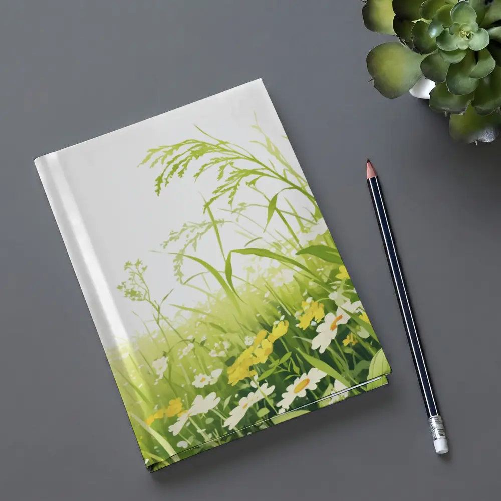Butterfly Flying Over Daisy Wildflower Meadow – Notebooks