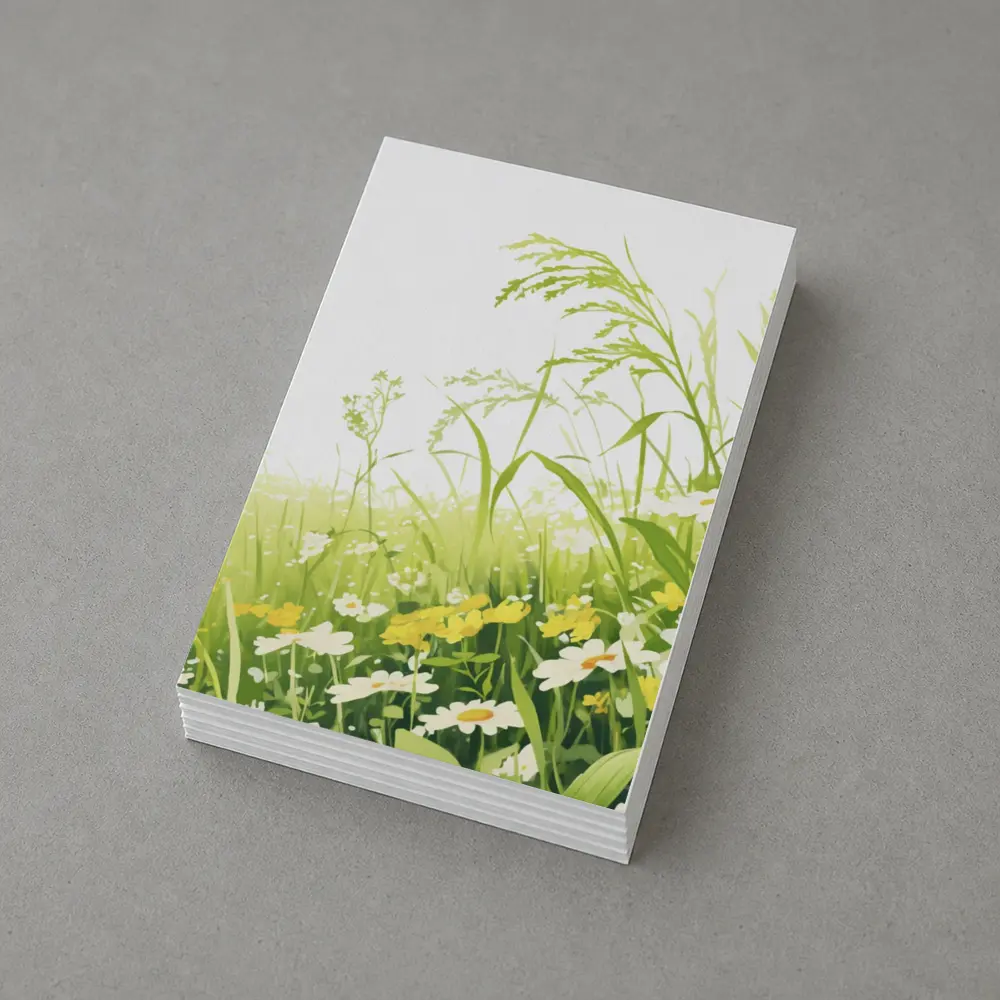 Butterfly Flying Over Daisy Wildflower Meadow – Postcards