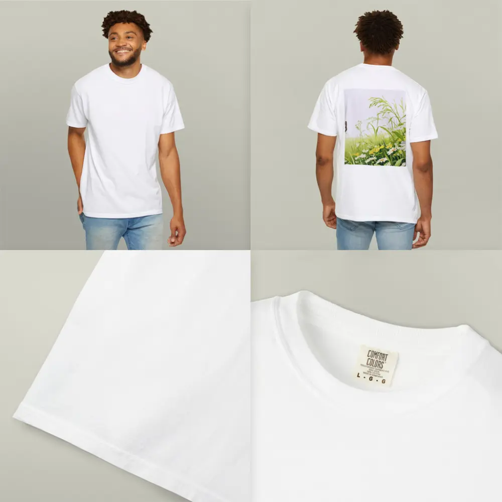 Butterfly Flying Over Daisy Wildflower Meadow – T-Shirts