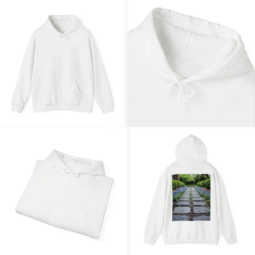 Tulips And Muscari Along Garden Stone Path – Hoodies