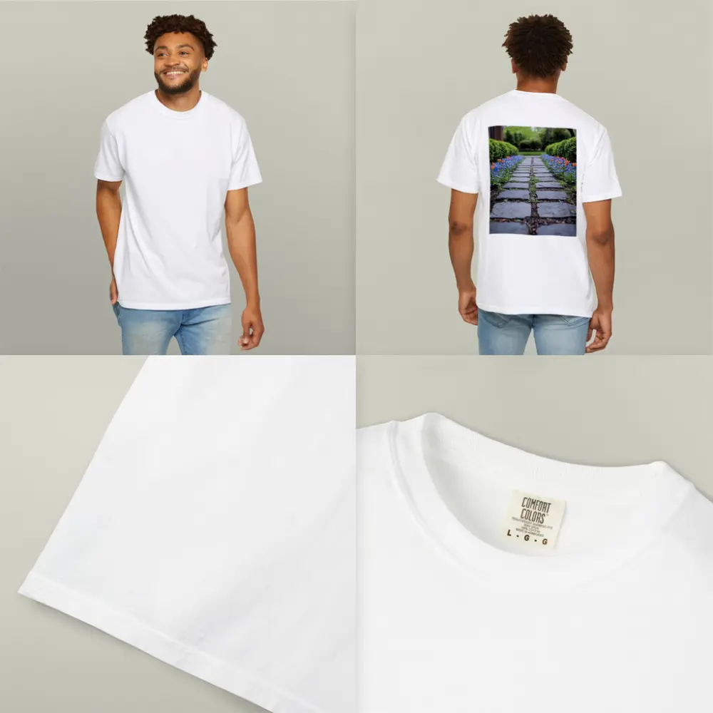 Tulips And Muscari Along Garden Stone Path – T-Shirts