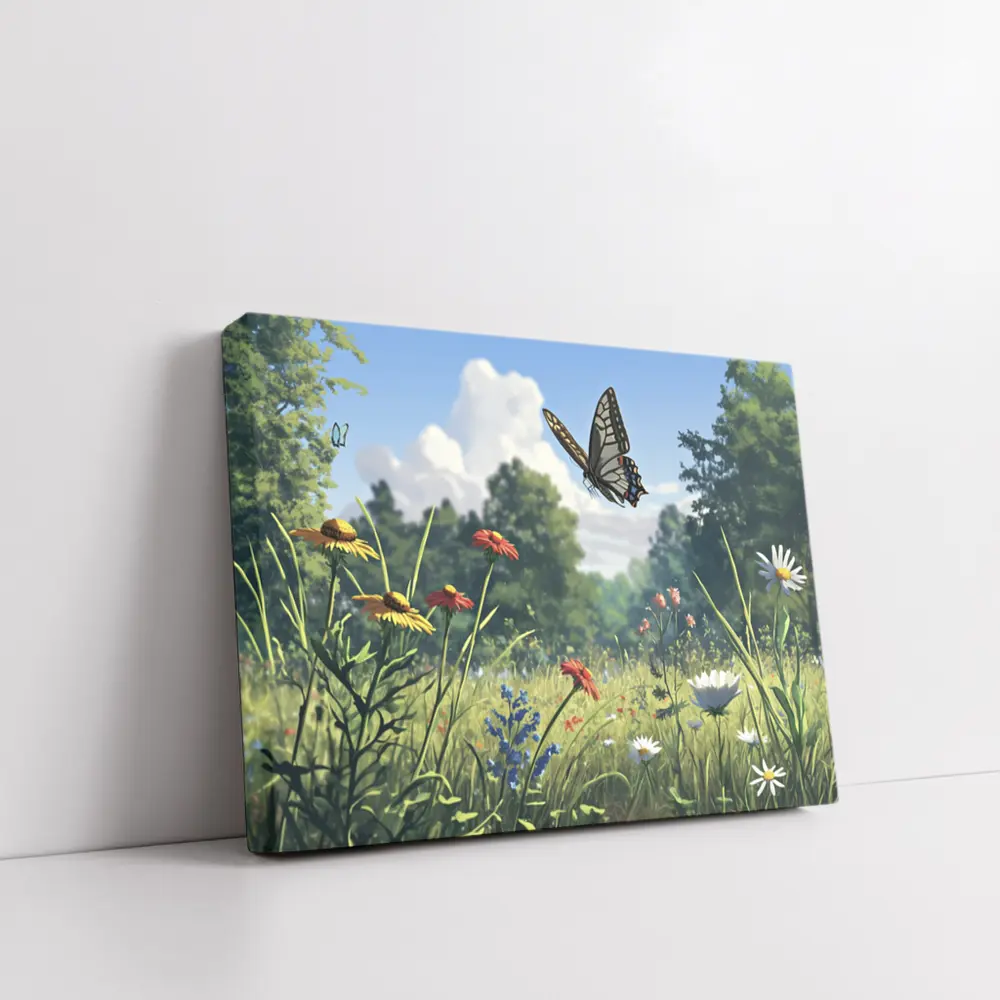 Swallowtail Butterfly Over Wildflower Meadow – Wall Art