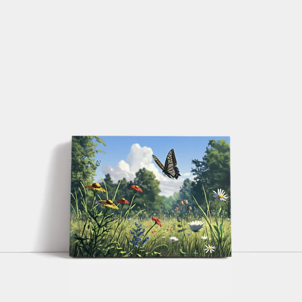 Swallowtail Butterfly Over Wildflower Meadow – Wall Art