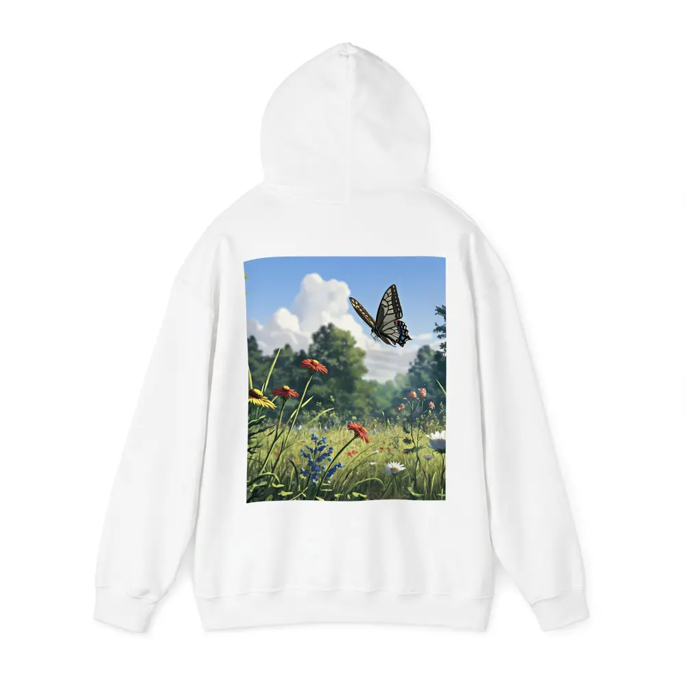 Swallowtail Butterfly Over Wildflower Meadow – Hoodies