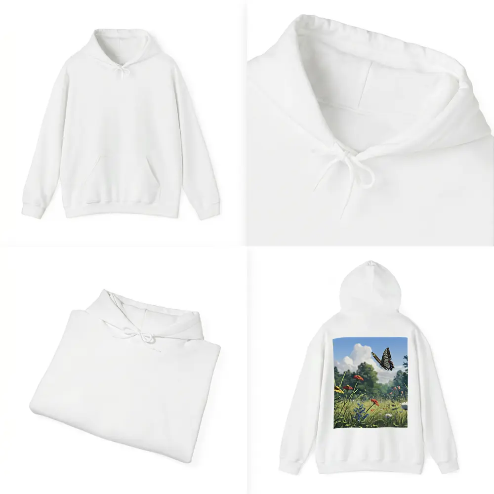 Swallowtail Butterfly Over Wildflower Meadow – Hoodies