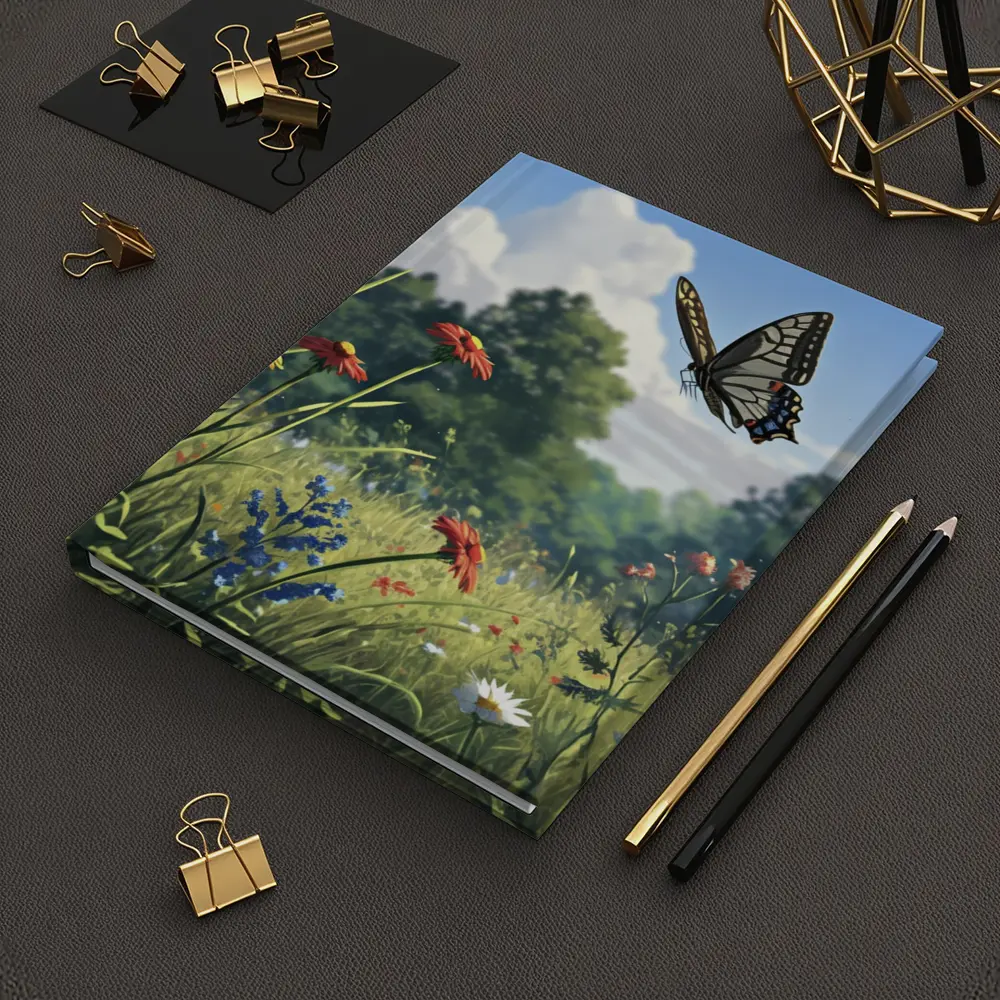 Swallowtail Butterfly Over Wildflower Meadow – Notebooks