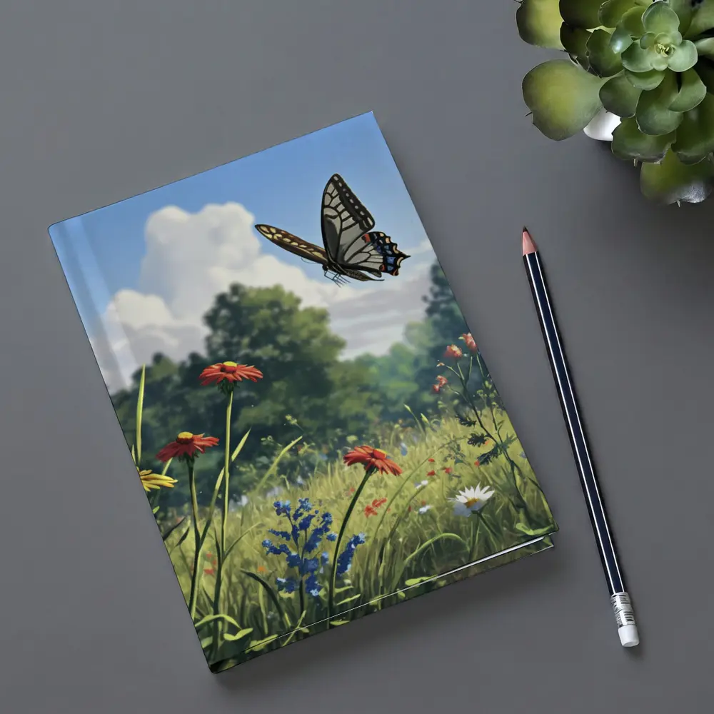 Swallowtail Butterfly Over Wildflower Meadow – Notebooks