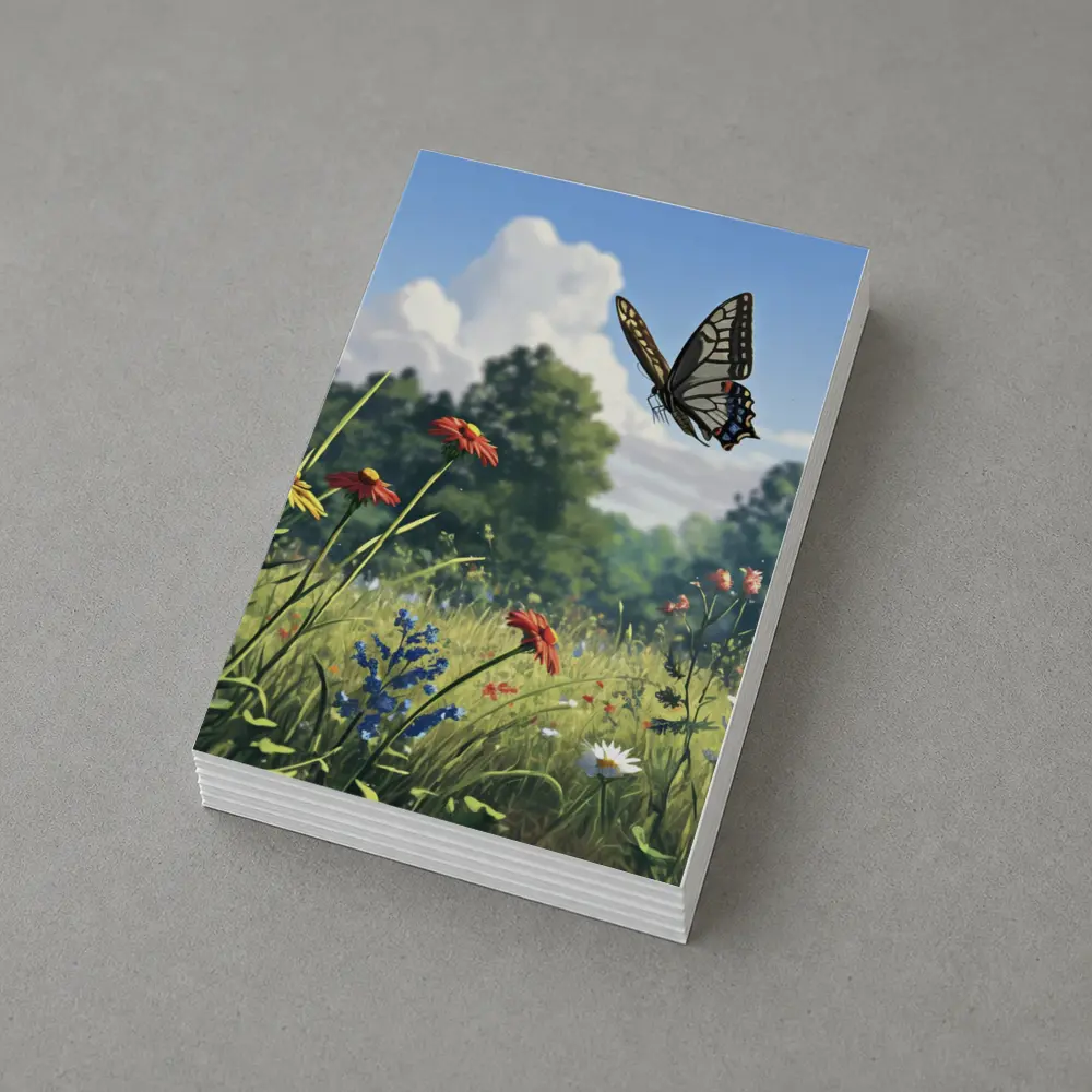 Swallowtail Butterfly Over Wildflower Meadow – Postcards