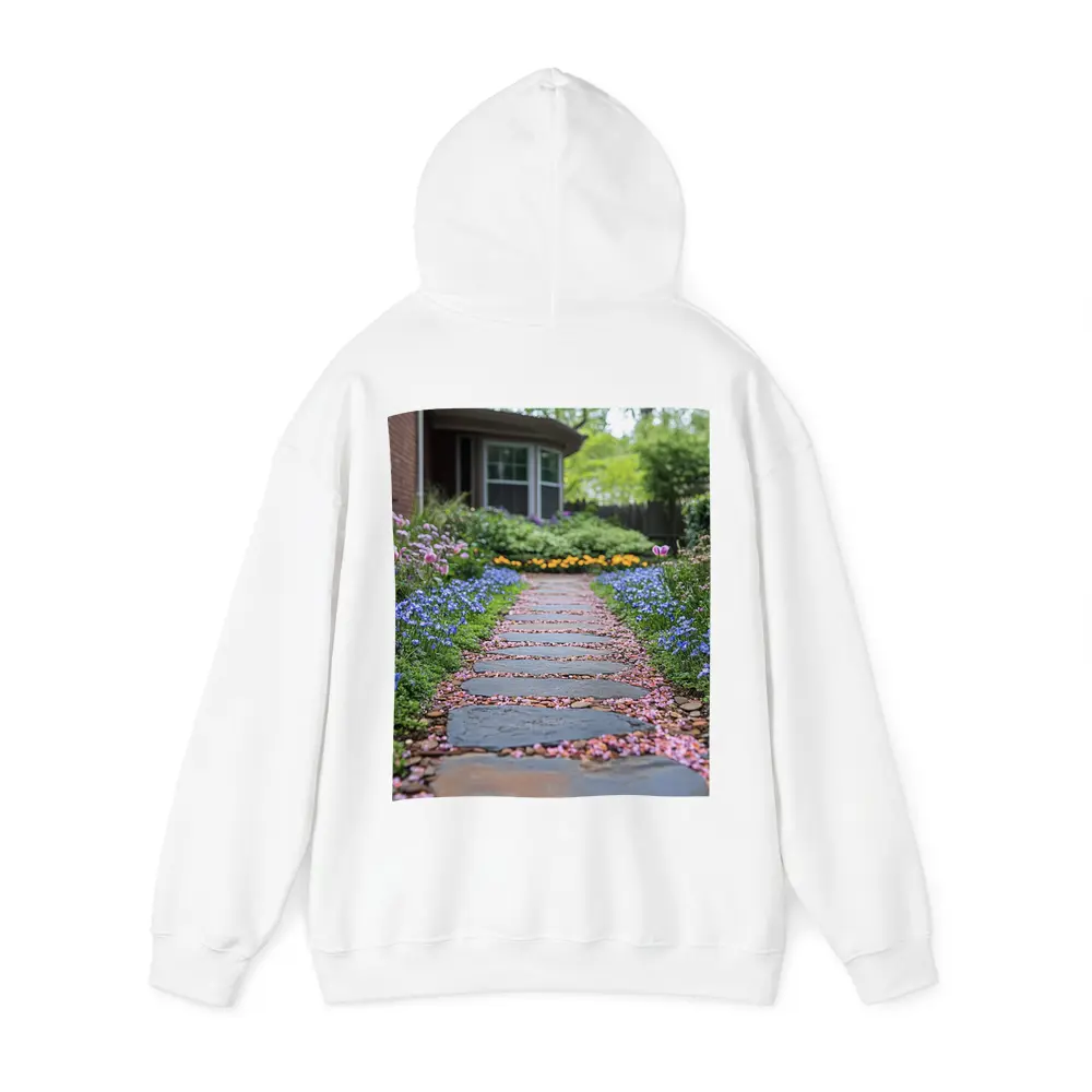 Stone Garden Path Tulips Blue Flowers Spring – Hoodies