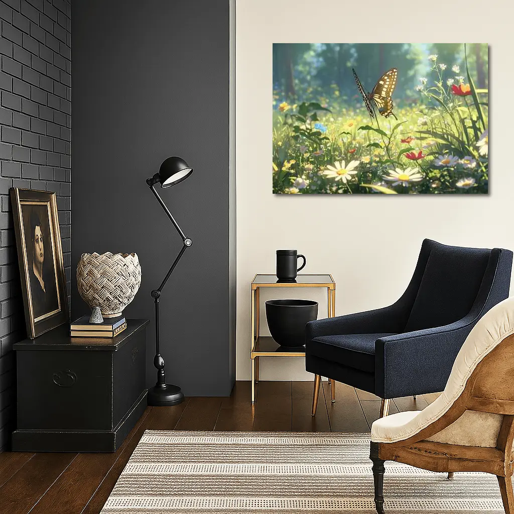 Swallowtail Butterfly Sunny Wildflower Meadow Art – Wall Art