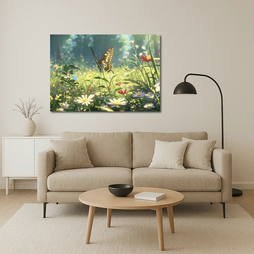 Swallowtail Butterfly Sunny Wildflower Meadow Art – Wall Art