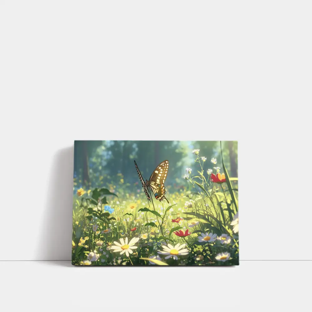 Swallowtail Butterfly Sunny Wildflower Meadow Art – Wall Art