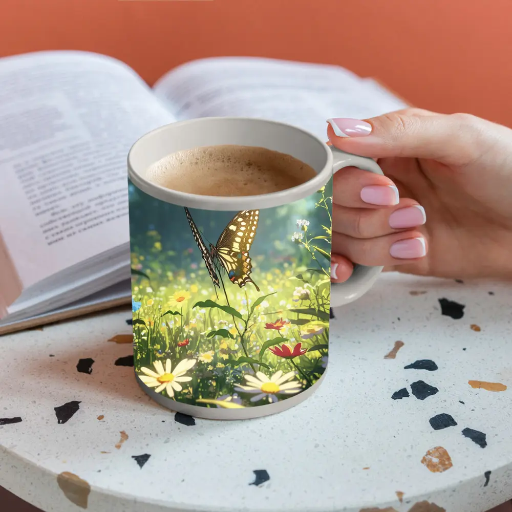 Swallowtail Butterfly Sunny Wildflower Meadow Art – Mugs