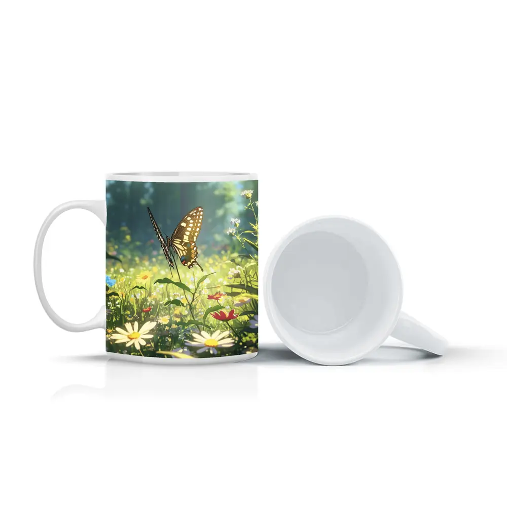 Swallowtail Butterfly Sunny Wildflower Meadow Art – Mugs
