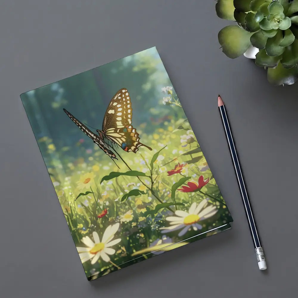 Swallowtail Butterfly Sunny Wildflower Meadow Art – Notebooks