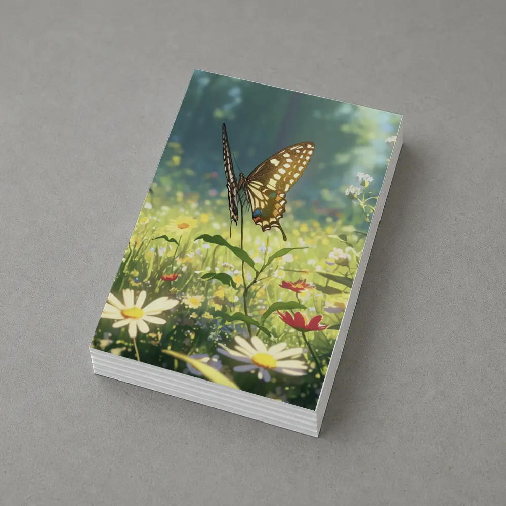 Swallowtail Butterfly Sunny Wildflower Meadow Art – Postcards