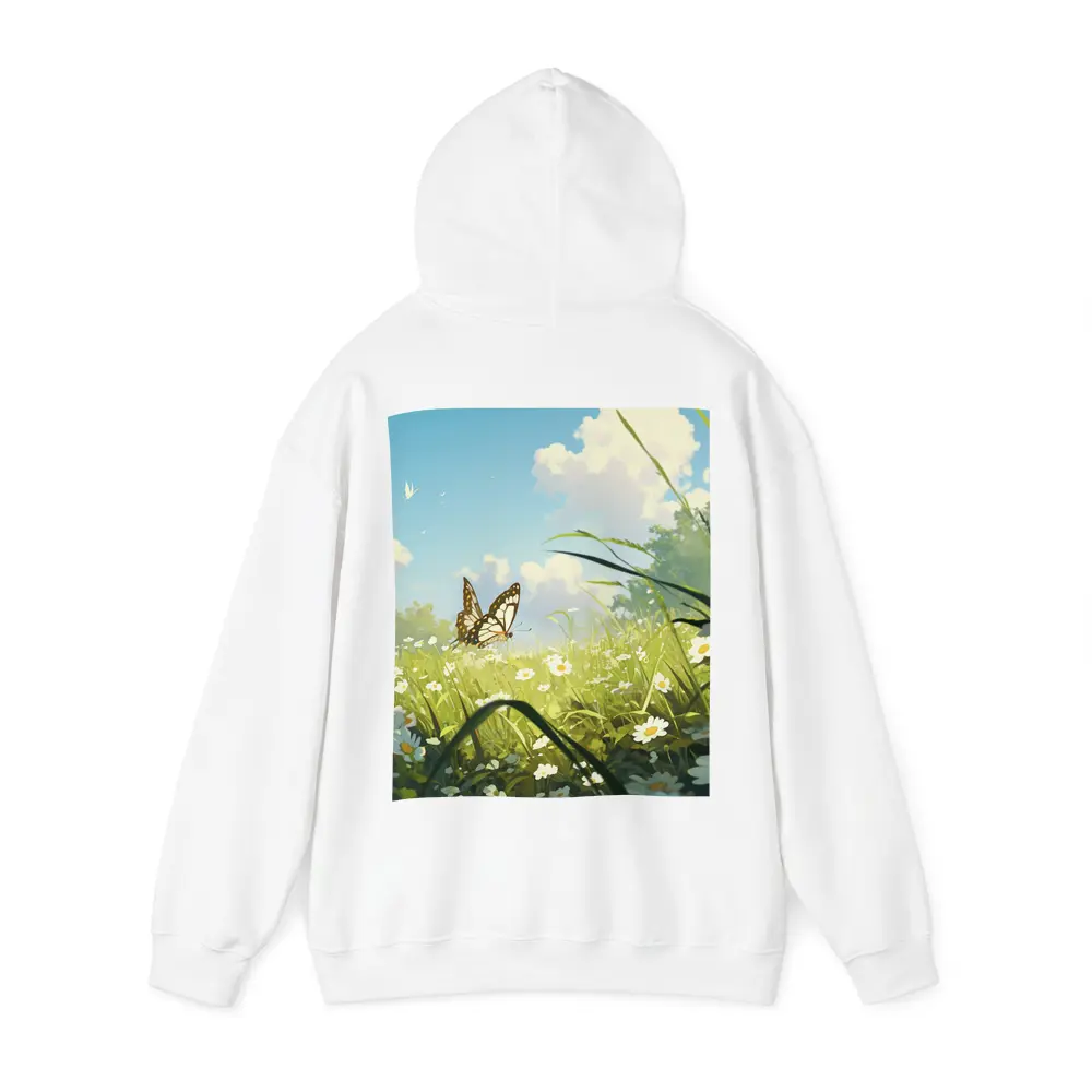 Butterfly Over Daisy Field Anime Style – Hoodies