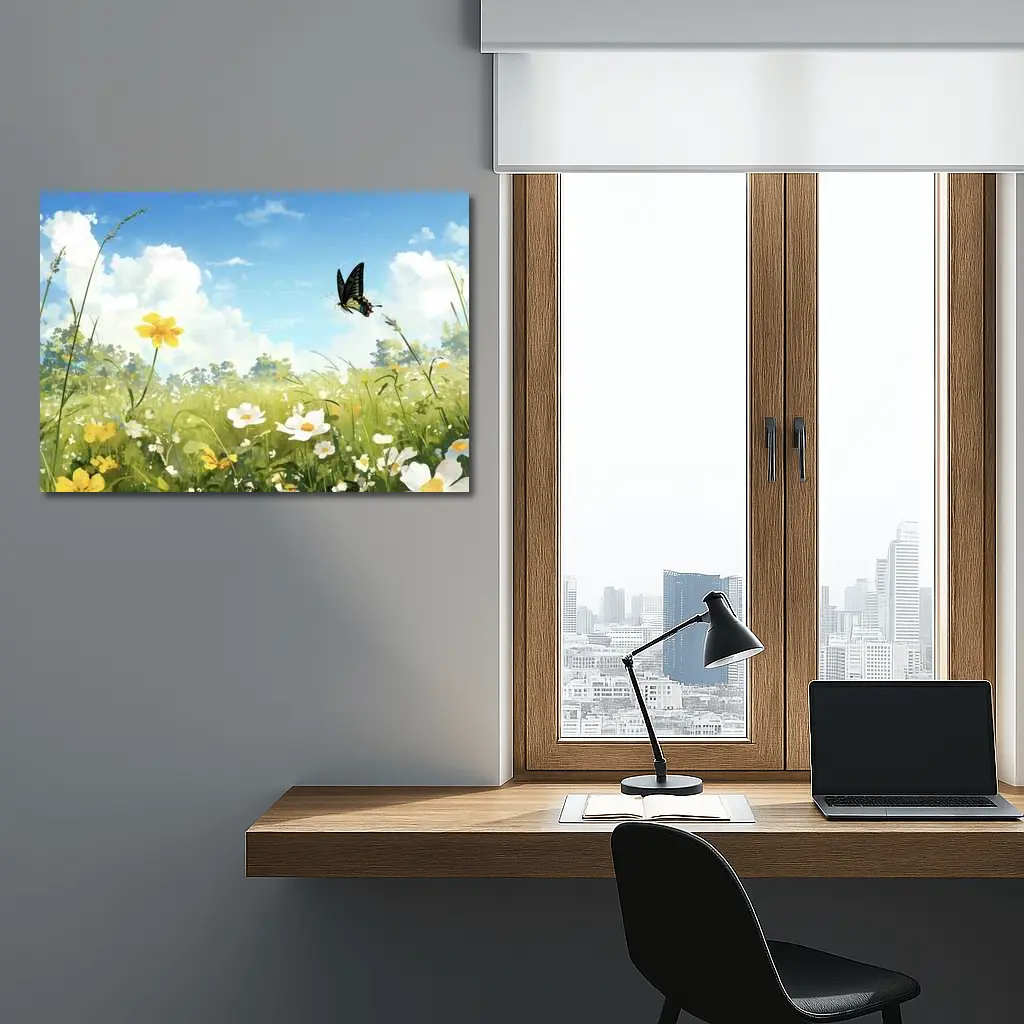 Swallowtail Butterfly Over Sunny Wildflower Meadow – Wall Art