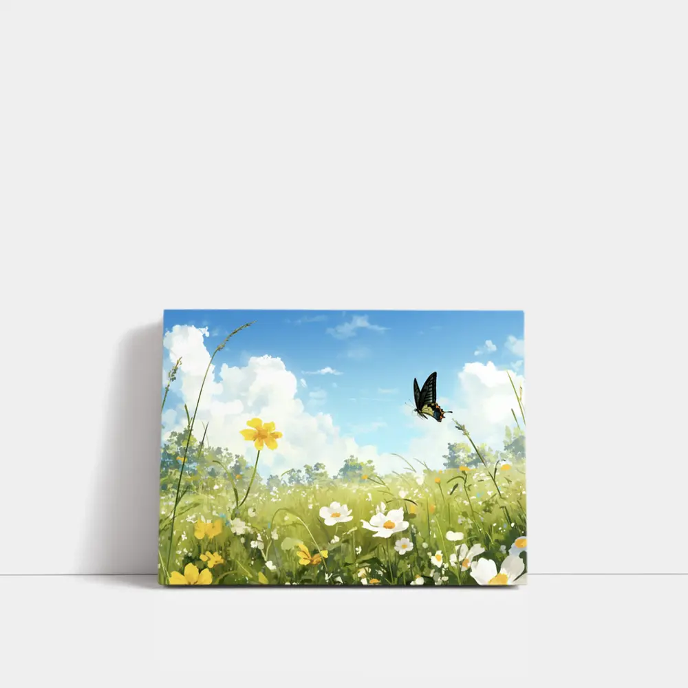 Swallowtail Butterfly Over Sunny Wildflower Meadow – Wall Art