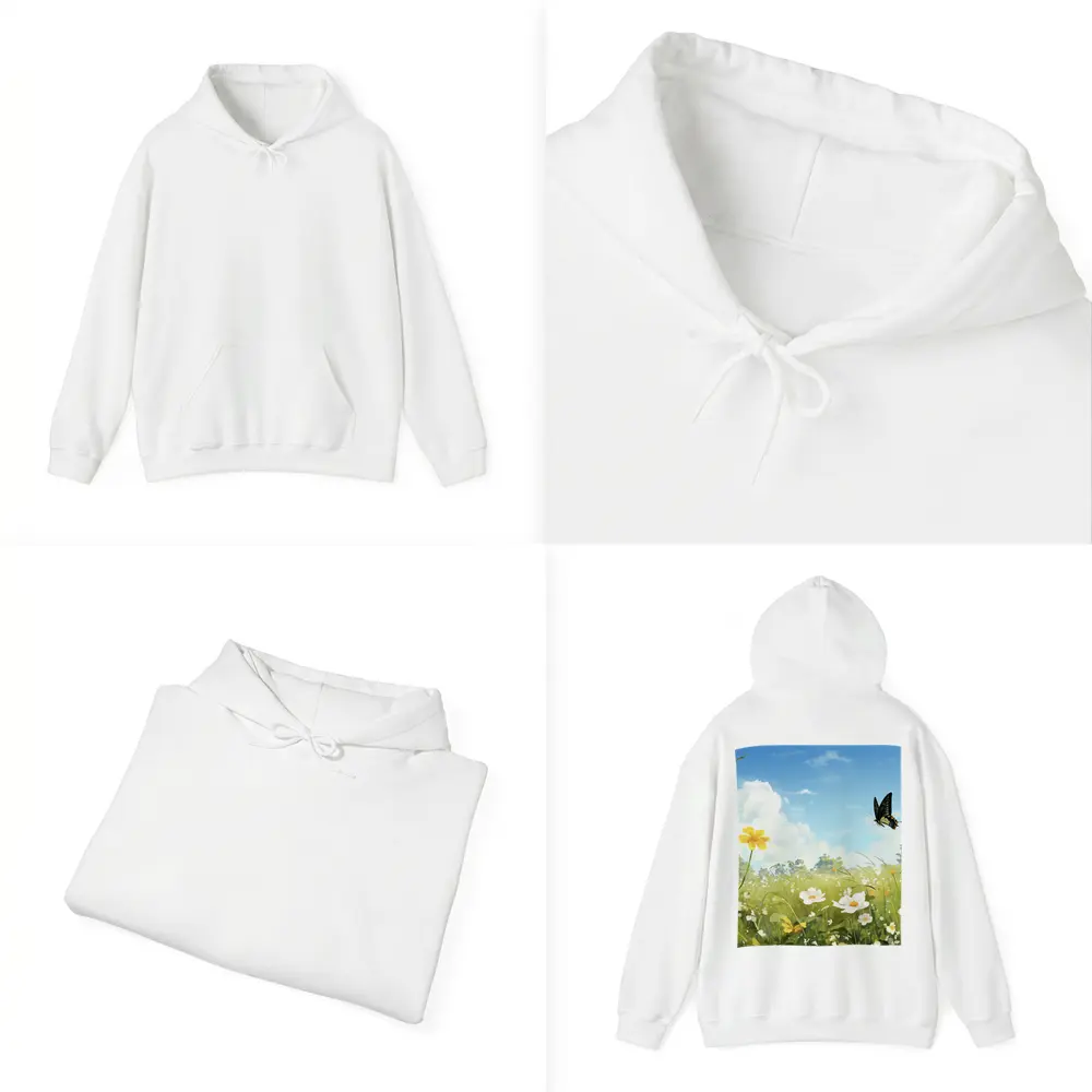 Swallowtail Butterfly Over Sunny Wildflower Meadow – Hoodies