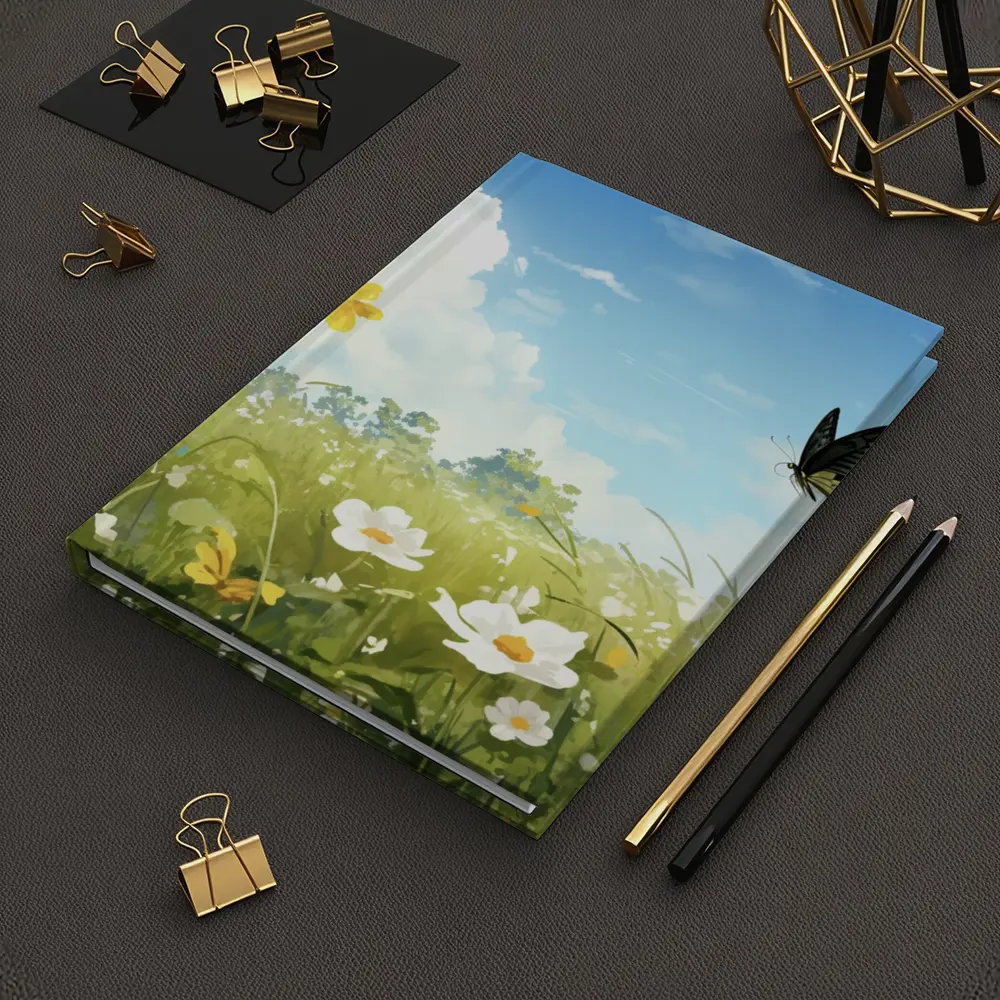 Swallowtail Butterfly Over Sunny Wildflower Meadow – Notebooks
